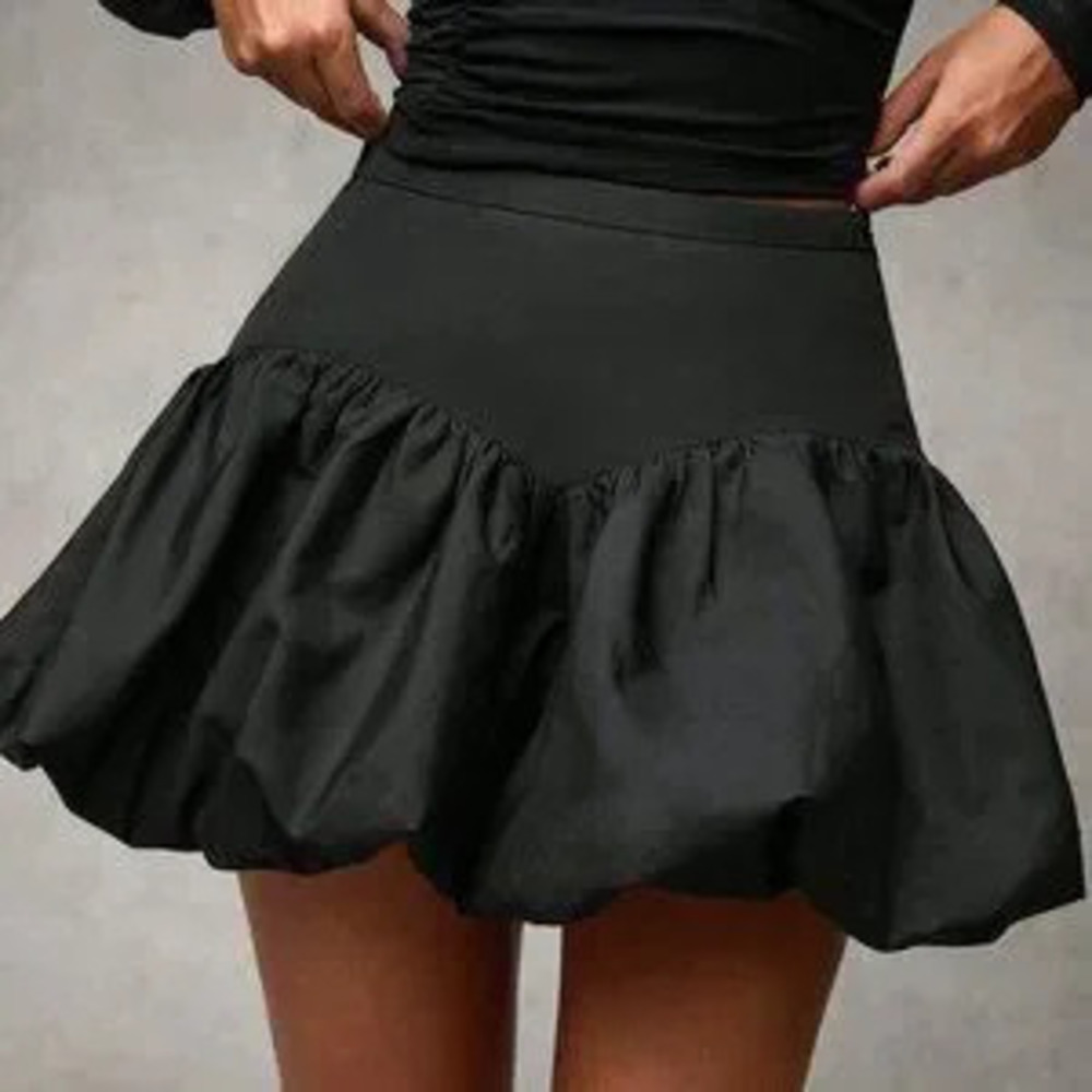 ZARA Black Casual Women's Pleated Bubble Mini Skirt